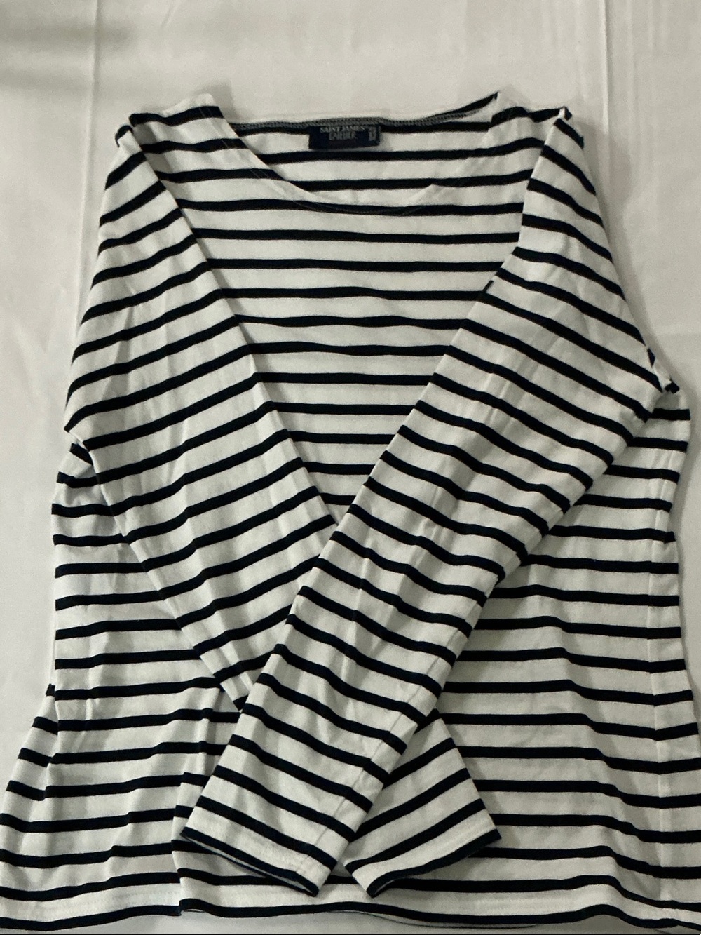 Saint James Striped Crewneck Sweater in Navy and White - Picture 3 of 5